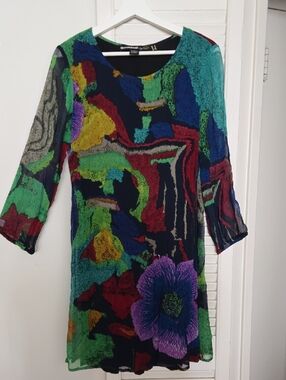 Desigual By Christian Lacroix Viscose Multicolor Abstract Floral Dress Fit US 10